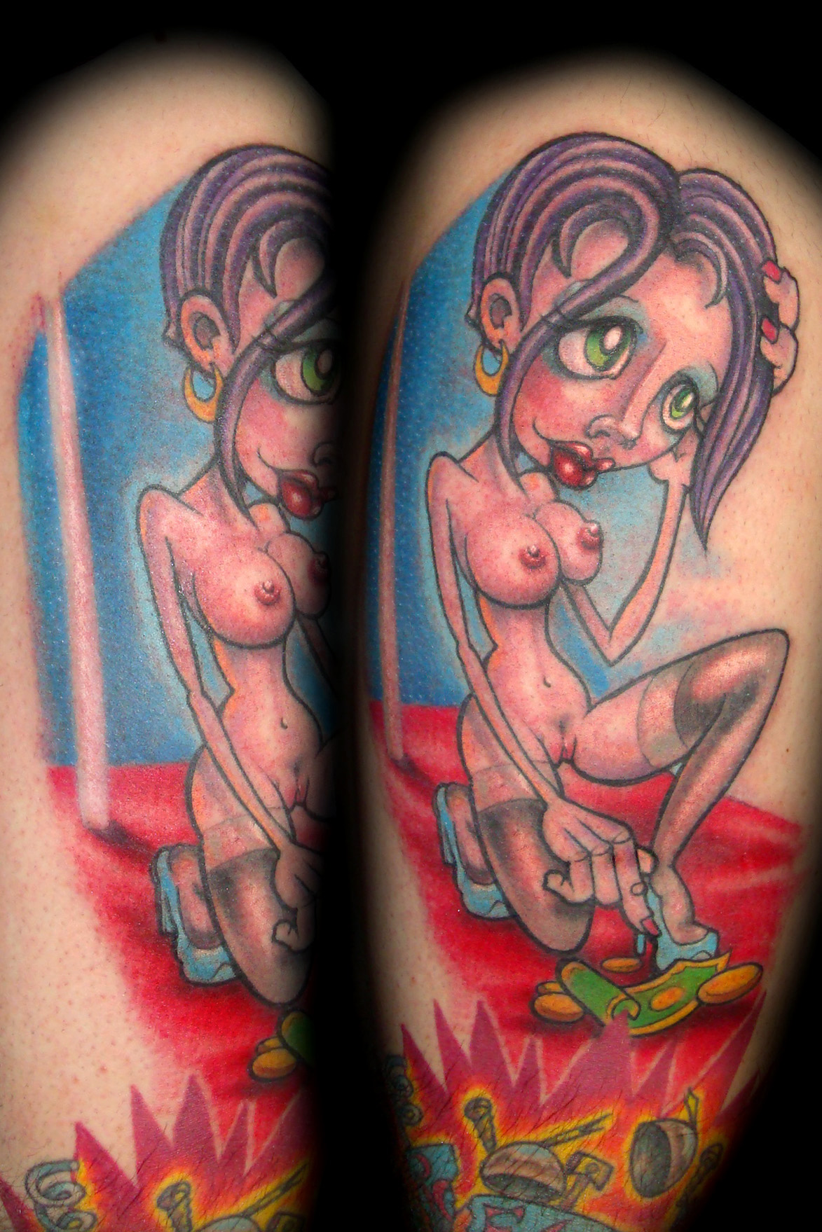 cartoon girl tattoo